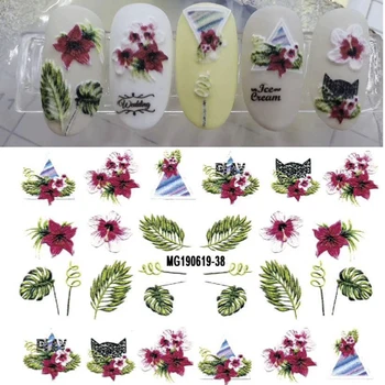 

1Sheet 3D DIY Nail Art Transfer Decals Stickers Flower Beauty Manicure Design Tool Acrylic Engraved Floral Nail Sticker