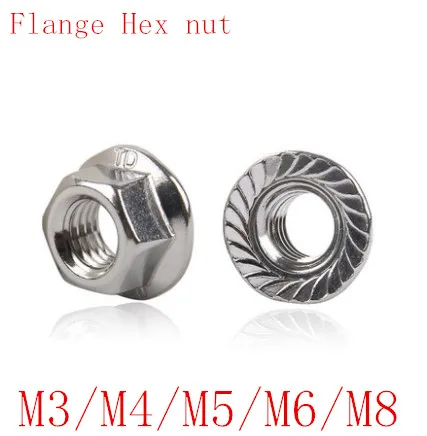 20PCS m3 M4 M5 M6 M8 304 Stainless steel Flange Hex Nut