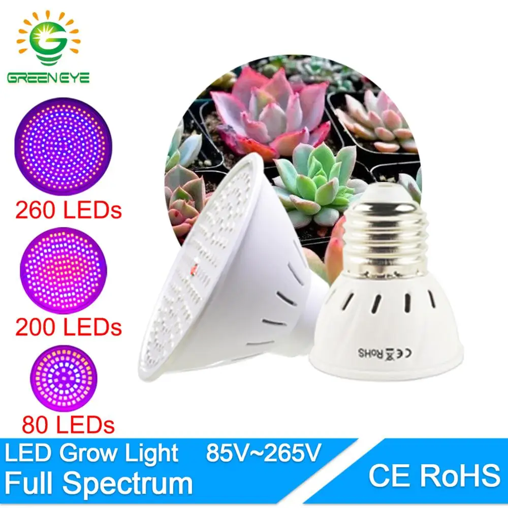 LED Grow Lamp E27 light Full Spectrum 4W 3W 50W 80W AC85-265V Indoor Plant led IR UV for Flowering Hydroponics System | Лампы и