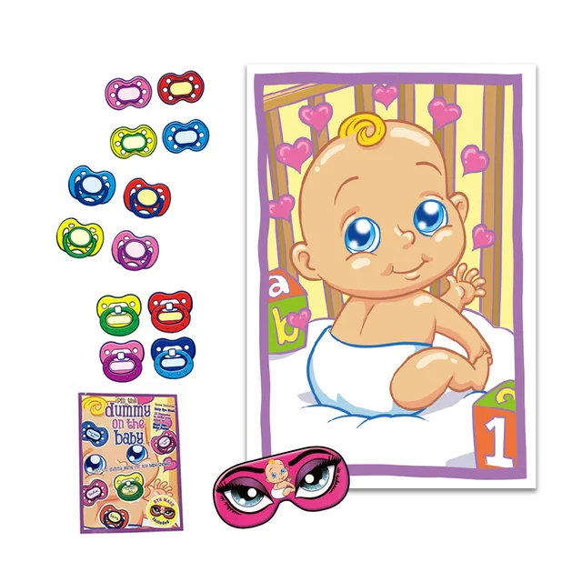 Pin The Pacifier Baby Shower Game Mask 12 Pacifiers Included