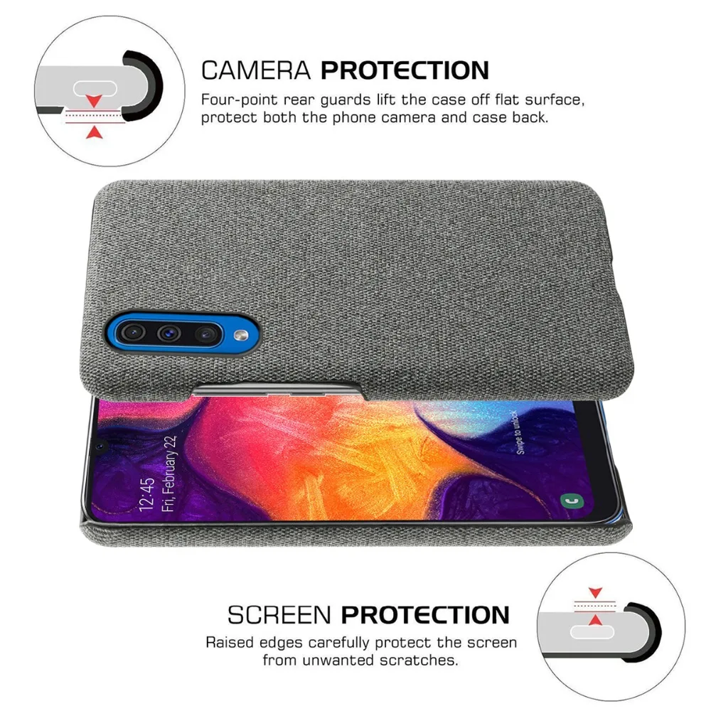 Чехол для Samsung Galaxy A50 A30 A51 A40 A70 A80 S20 тонкий жесткий чехол из тканевой Ткани в стиле