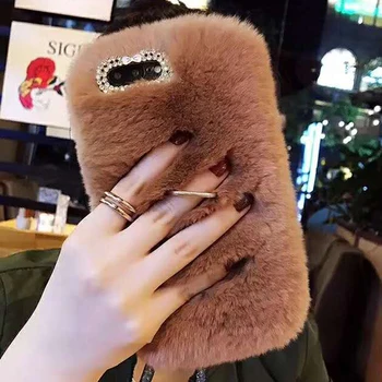 

Sunjolly Lazy Rabbit Fur Hair Ring Case Rhinestone Cover coque for Samsung Galaxy S9/ S8 Plus S7 S6 Edge Plus S5 Note 9 8 5 4