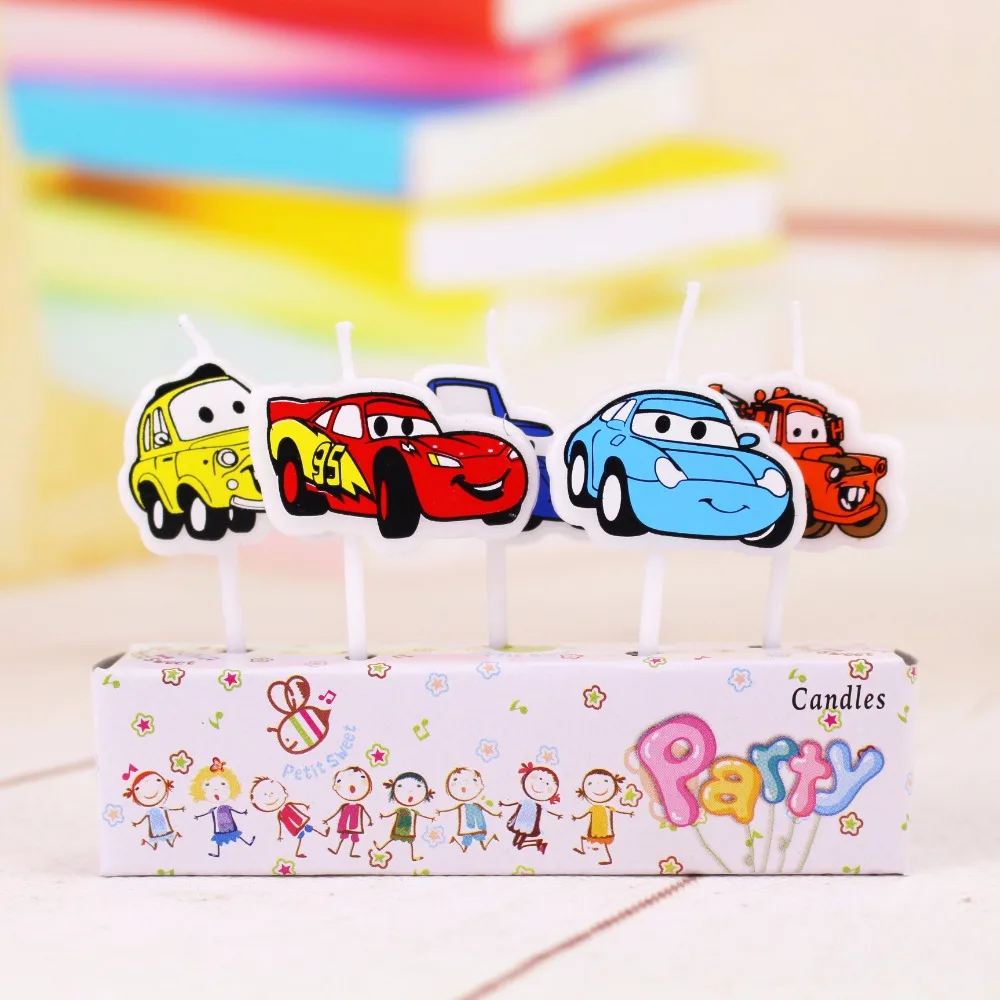 Kartun Mobil Kue Ulang Tahun Lilin Dekoratif Untuk Dekorasi Kue