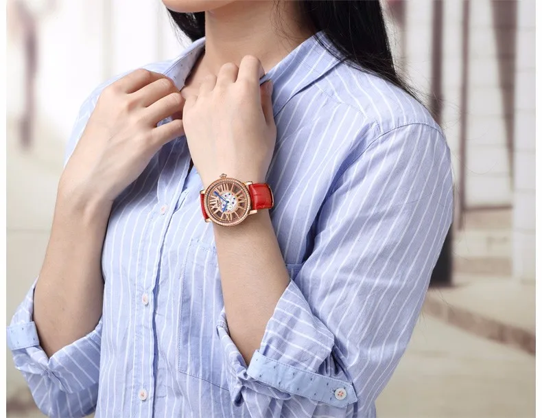 Для женщин часы браслет женские роскошные Водонепроницаемый кварцевые натуральная кожа повседневные платья Наручные часы 2018 Новое
