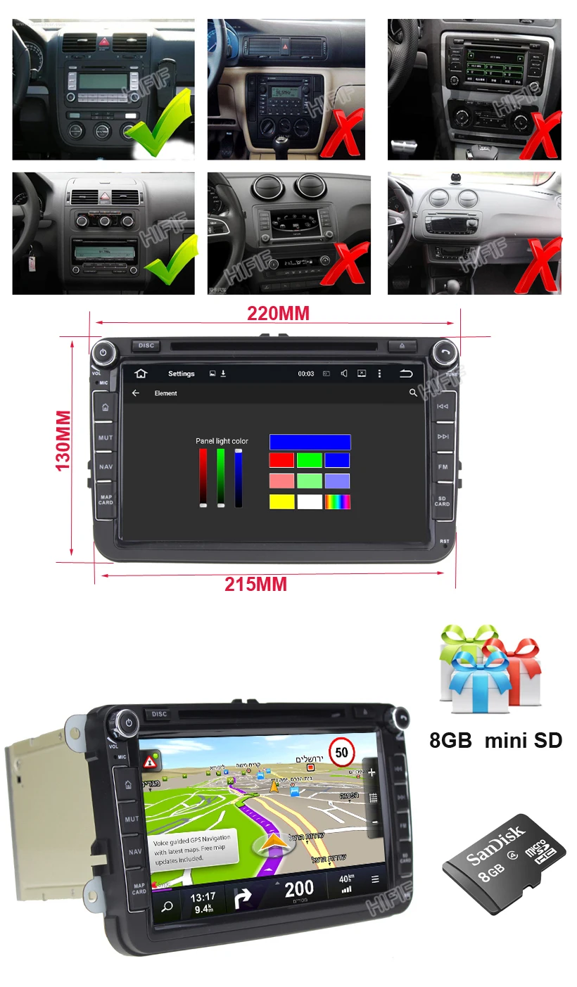 Excellent HIFIF 3G Android 7.12 Quad Core 2GB RAM Car DVD for VW Passat CC Polo GOLF 5 6 Touran EOS T5 Sharan Jetta Tiguan GPS Radio Seat 5