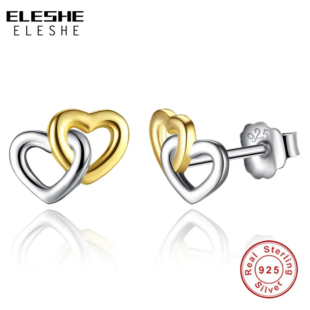 ELESHE мода, любовь, сердце серьги Винтажные Ювелирные изделия Brinco модные милые сердце к сердцу 925 серебряные серьги для женщин