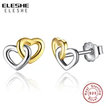 ELESHE мода, любовь, сердце серьги Винтажные Ювелирные изделия Brinco модные милые сердце к сердцу 925 серебряные серьги для женщин