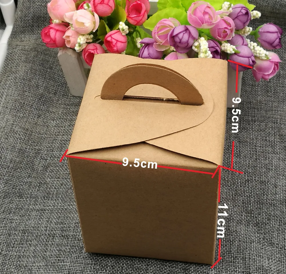 12 шт./лот крафт-коробка для торта и сладкого подарка, белая крафт-бумага коробка, свадебные конфеты ремесло торт подарочная коробка 9,5x9,5x11 см