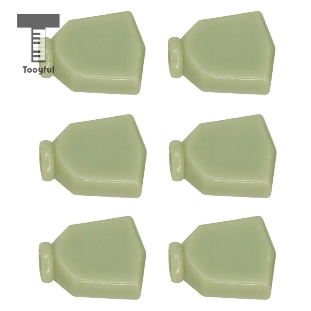 Tooyful-sintonizadores de teclas de clavija, perillas de botón, tapa de la manija, trapezoidal de plástico, Jade verde, 6 uds.