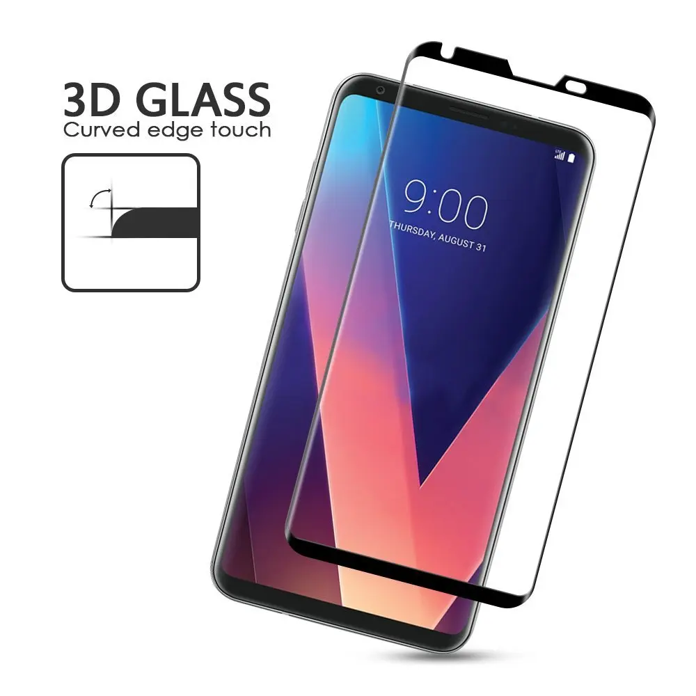 For LG V30 Screen Protector 9H Hardness 3D Curved Arc High Definition Full Screen Covering