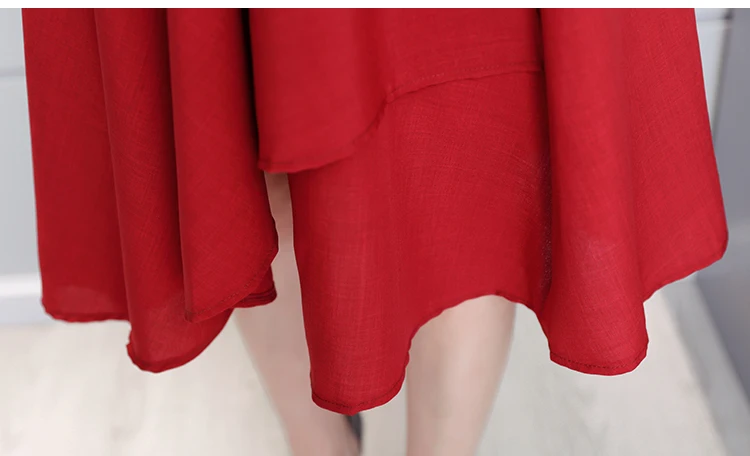 Cotton Linen Summer Office Dress A-line Robe Femme Ete 2018 Grande Taille 5XL V Neck Plus Size Black Office Dress