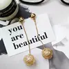 Pendientes de perlas doradas con forma de madeja para mujer, aretes largos con personalidad, exagerados, Red de tendencia, Color Rojo ► Foto 2/3