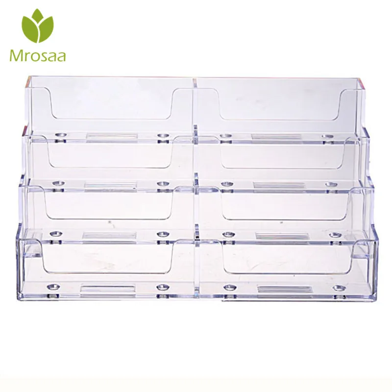 

Mrosaa Desktop Office Business Card Holder 8 Pockets Stand Clear Transparent Acrylic Counter Display Stand Office Home Supplies