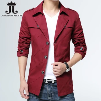

2019 Brand Mens Business Stand Collar Trench Coat Solid Color Slim Fit Casual Overcoat Washed Cotton Jacket for Men -4XL