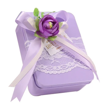 

Lace Romantic Candy Storage Box Wedding Decorative Case 3D Flower Metal Boxes Coin Cracker Case 6 pcs/lot Tin Can Birthday Party