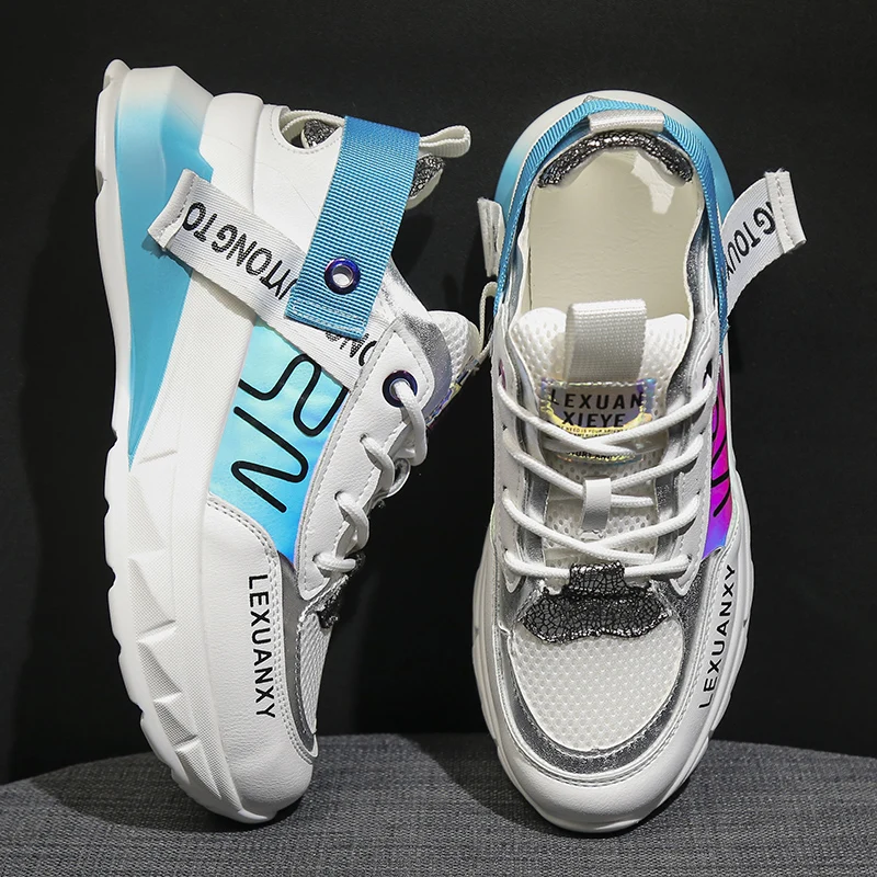 

2019 Spring/Summer New Chunky Sneakers Women Shoes Harajuku Casual Platform Sneakers Breathable Mesh White Sneakers Basket Femme