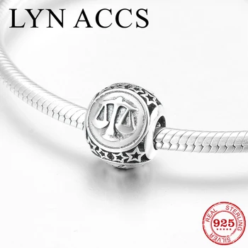 

Hot sale 925 Sterling Silver 12 Constellation versatile Libra fine beads Fit Original Pandora Charm Bracelet DIY Jewelry making