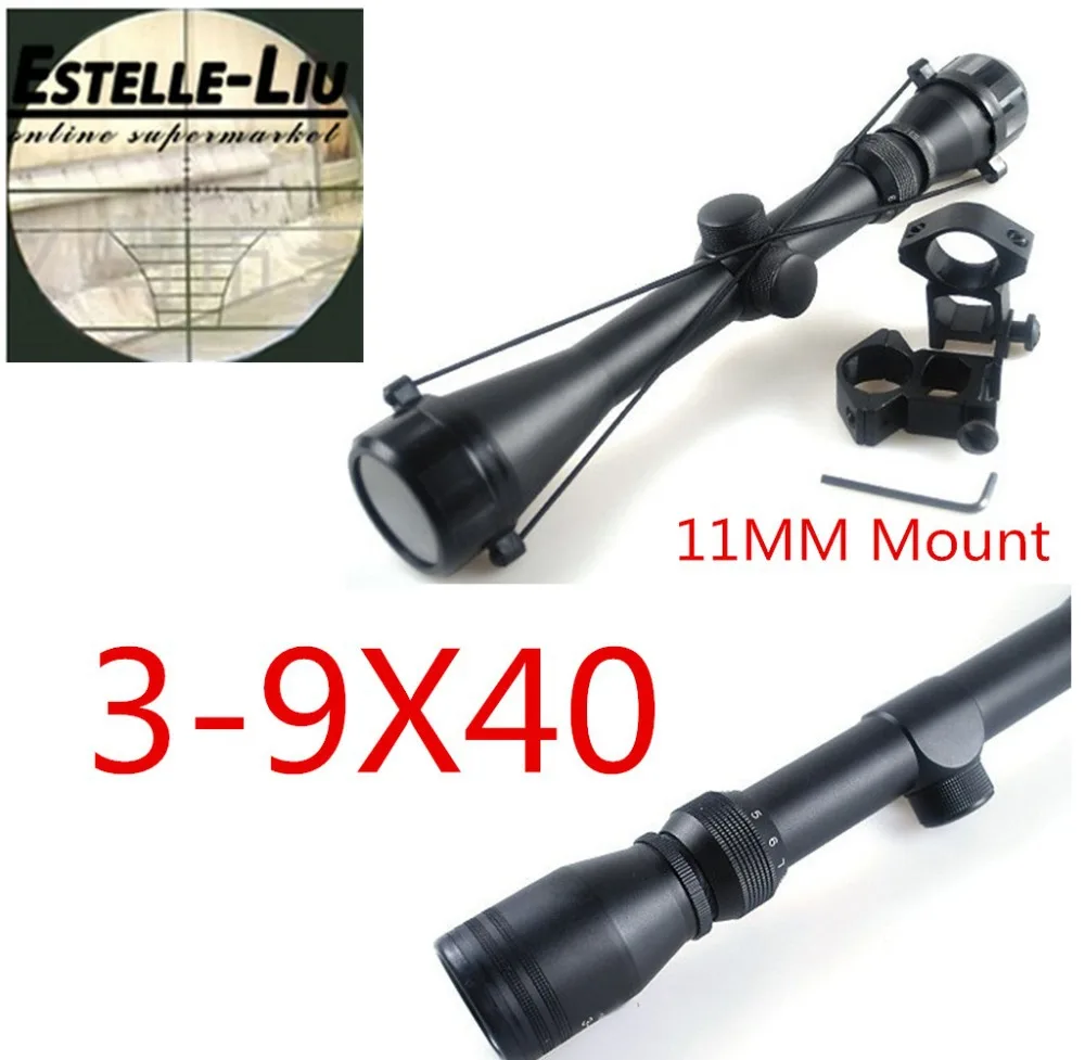 Wholesale Air soft Pro 3 9x40 Hunting Mil Dot Air Rifle Gun Optics Sniper Deer Hunting Scope + 11 mm Rail Mounts Free shipping|hunting scopes|mil dotgun optics - AliExpress