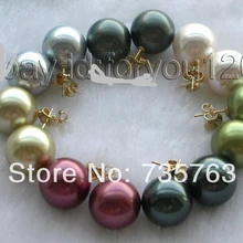 Xiuli 004 14 мм 7 pairs Shell Круглый Жемчужные Серьги 14KGP