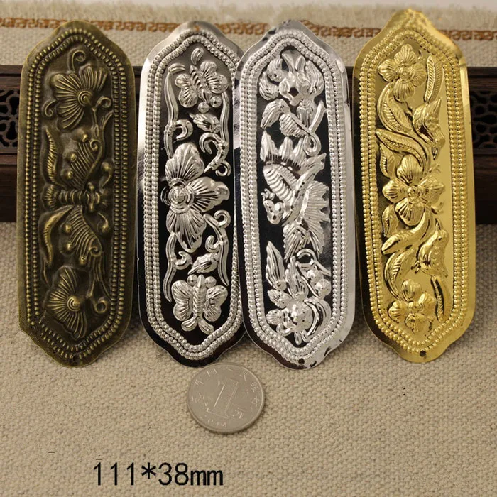 15 pcs Metal Stamping Crafts 111*38mm Long Flowers Stampings,Gold color