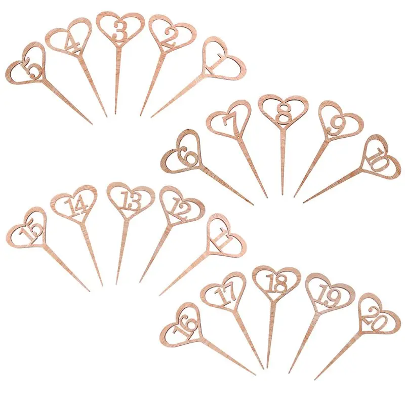 

10pc Number Wooden Table Numbers Set with Base Birthday Wedding Party Decor Gifts