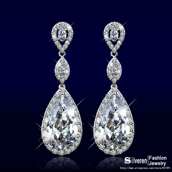 Clic Drop Earring Women Cubic Zirconia Diamond Earrings Fashion Clic Drop Earring Women Cubic Zirconia Diamond Earrings Fashion Silver Plated Lady Wedding Silveren Se1322 In From Jewelry