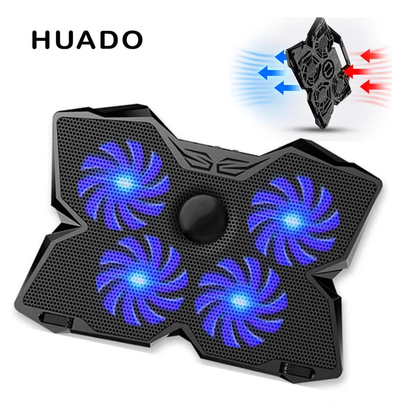 

4 Fans Laptop Cooler Pad Portable Blue Led USB Notebook Stand Cooling for laptop 15" 17" 12" 13" 14