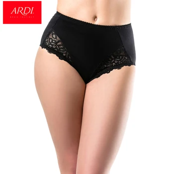 

ARDI Women's Lace Comfort Cotton Briefs with High Rise Waist Underwear Black M L XL XXL XXXL 4Xl 5XL R2714-24