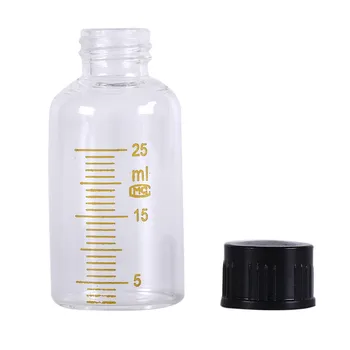 

25ml Plastic Black Screw Cap Graduated Round Glass Reagent Bottle Screw On Cover Graduation Sample Vials