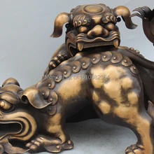 2" Китайский Чистая Бронзовый Foo Фу Собака Guadion Лев Курильница Курильница Статуя