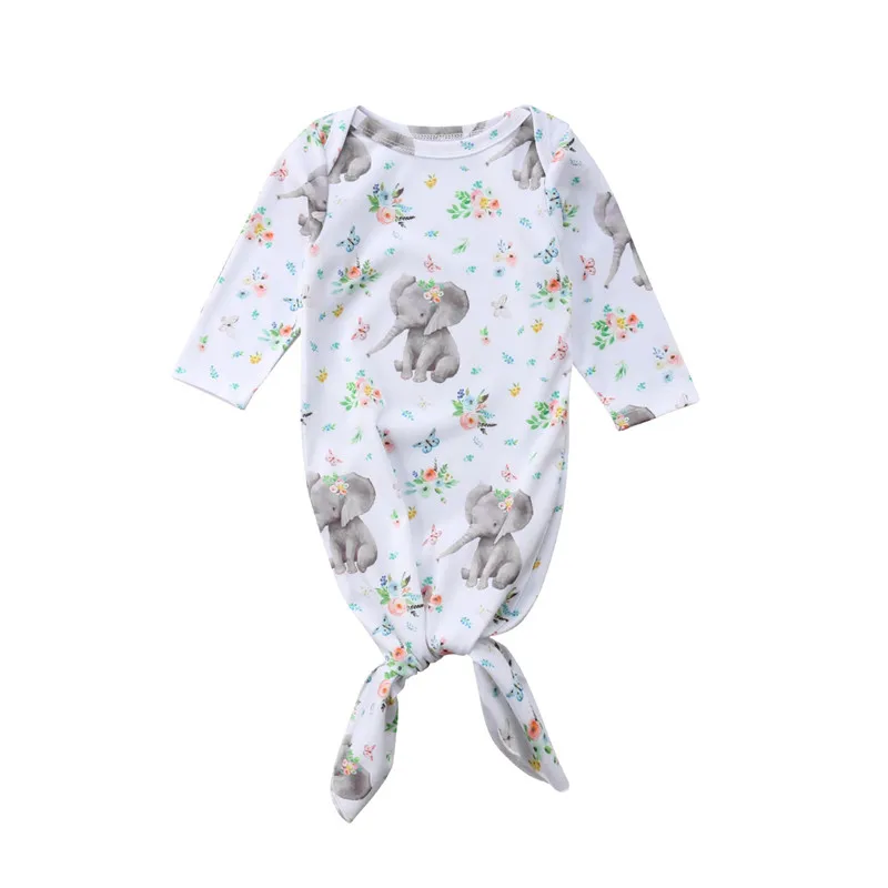 Милый, для новорожденных одеяло для девочек длинный рукав спальный слон круглый вырез хлопок пеленать обёрточная одежда