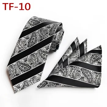 

New Black Stripe PAISLEY Tie HANKY Set 100% Silk Jacquard Mens Necktie Hanky Set Mens Tie Gift for Him
