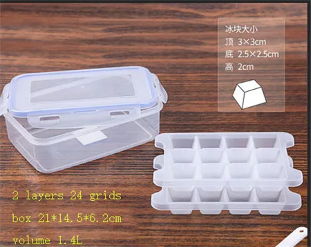 24 middle cubes XMT-HOME производитель кубиков льда домашняя пластиковая закрывающаяся коробка с поддоном для мороженого совок - Цвет: 24 middle cubes