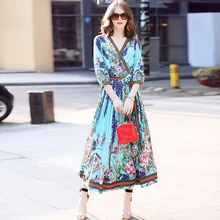 

vestidos de fiesta vestidos verano summer dress 2018 Brand vintage runway fashion designers dresses floral print maxi long dress