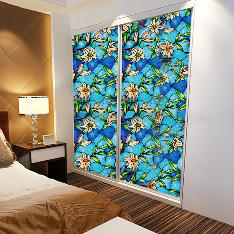 1Pc DIY Home Decor Static Cling Cover Stained Window Film Glass Privacy
