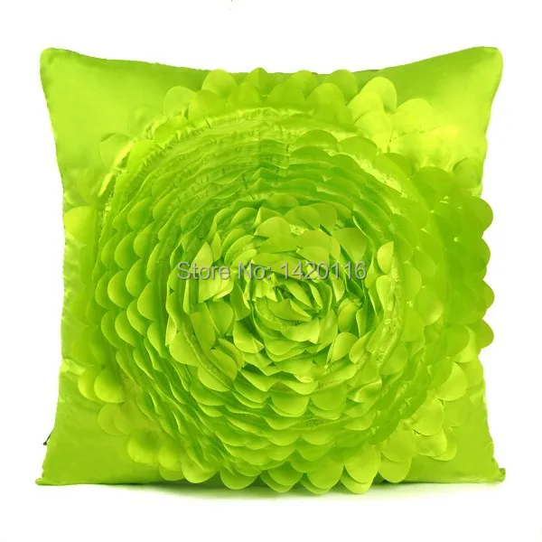 

1Piece Green 3D RAISED ROSE CUSHION COVERS THROW PILLOW CASES 40cmx40cm