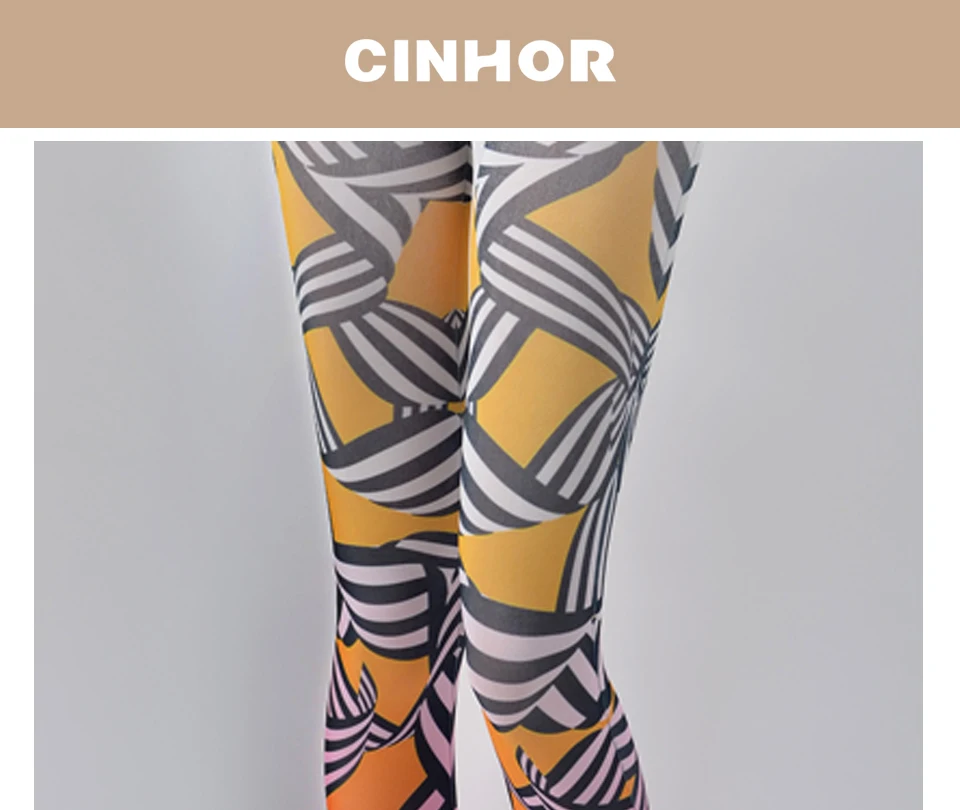 CINHOR оригинальные оранжевые жаккардовые чулки с градиентом весенние и осенние модные женские хлопковые длинные колготки
