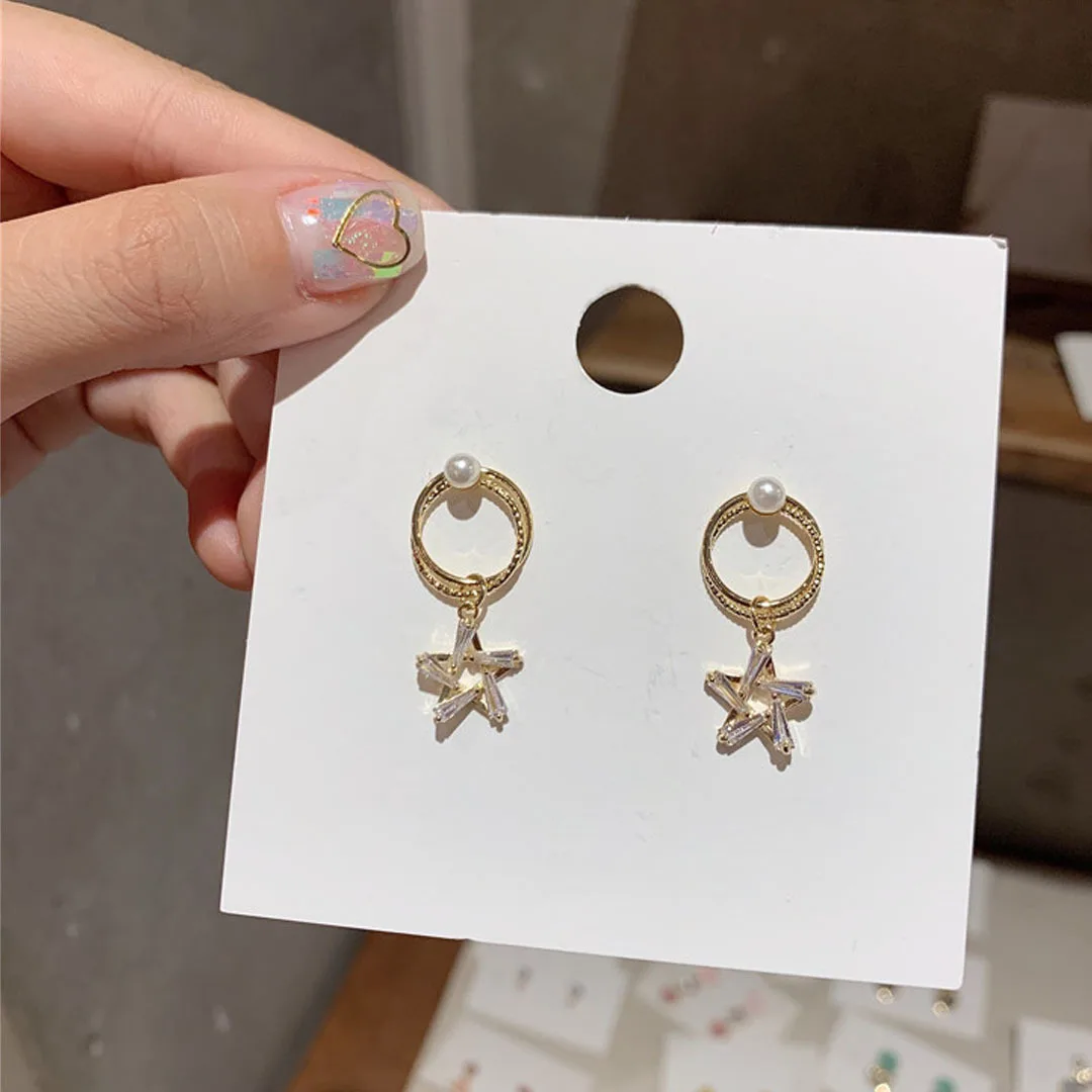 

Classic Crystal Star Women Dangle Earrings Small Delicate Pentagonal Earrings Bohemian Drop Earrings Jewelry Earrings