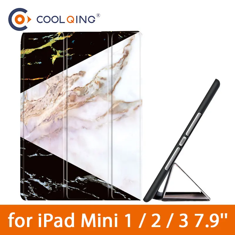 

Marble Patchwork Tablets Case For iPad Mini 1/2/3 TPU Soft Smart Tablet Case Tri-folded Cover For iPad Mini Case Mini 123 7.9''