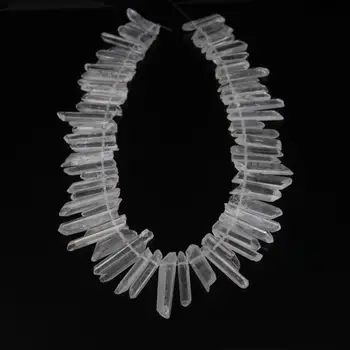 

Natural Clear Quartz Top Drilled Slender Stick Point Pendants strand,Raw Crystals Rough Stones Tusk Spike Beads Wholesale