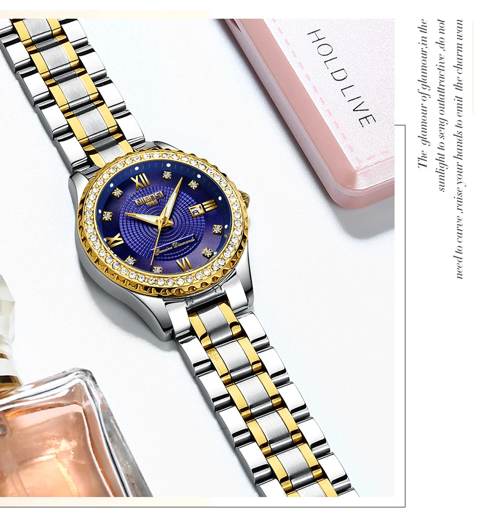 Relogio Feminino NIBOSI  Brand Luxury Women Watches Waterproof Lady Watches 2018 With Crystal Quartz Watches Women Gold  Clock   (13)