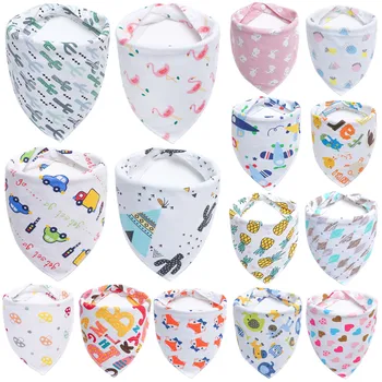 

Muslinlife Cute New Cartoon Printing Baby Bibs Cotton Newborn Infant Girls Boys Toddler Triangle Scarf Bandana 30 pattern+