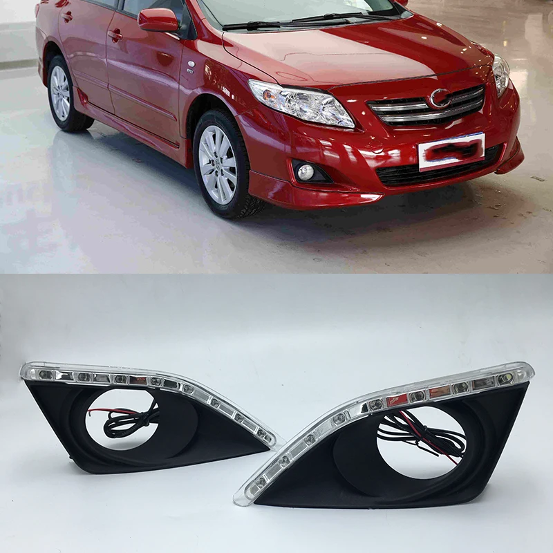 

Car Flashing 1Pair LED DRL waterproof Daylight drl Daytime Running lights For Toyota Corolla 2007 2008 2009 2010 driving lamp