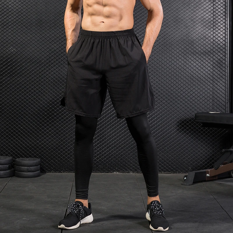 Buy 2 in 1 Men Basketball Sports Pants Running Black