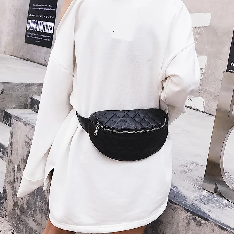 AIREEBAY حزمة مراوح للنساء حقيبة بحزام الإناث الخصر حقيبة أسود جلد الخصر حزم Crossbody أكياس الإناث حزام نقود محفظة تربط حول الخصر