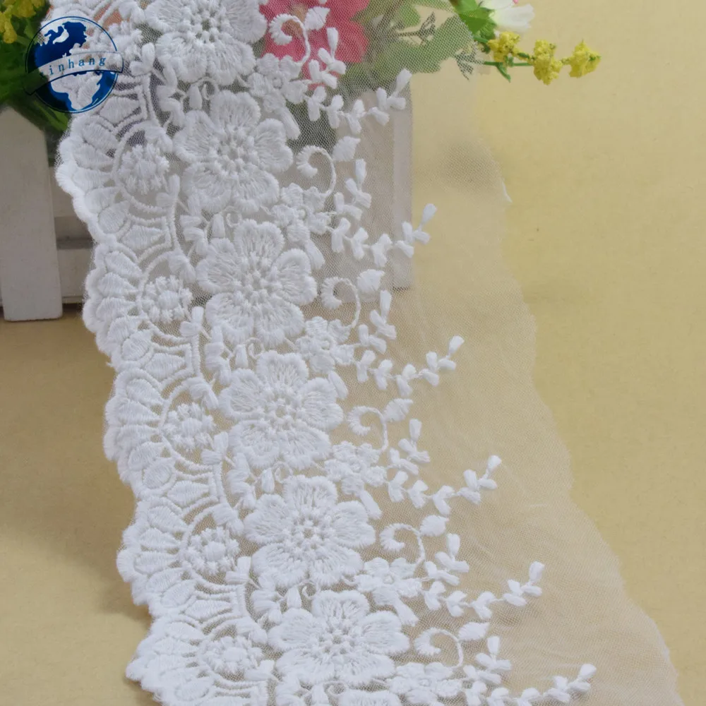 11cm Width Cotton Embroidery Lace Sewing Ribbon Guipure Fabric Trim Dolls DIY Garment African Wedding Accessories