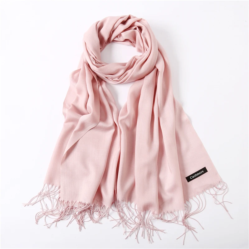 110g babay pink Сплошной цвет мягкий женский шарф кашемировые шарфы женские летние тонкие Шали Обертывания зимние пашмины женский хиджаб повязка на голову - Цвет: 110g babay pink