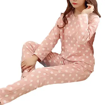 

Polka Dot Flannel Pajamas Sets Winter Women Two Piece Pajama Set Cartoon Female Sleepwear Home Clothing Women's Pajamas Suit