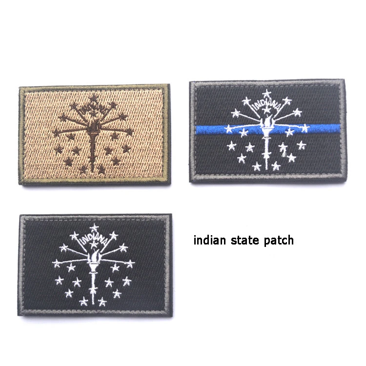 

US Indiana State Flag Embroidery Patch USA American Patch Military Morale Patches Tactical Emblem Applique Embroidered Badges