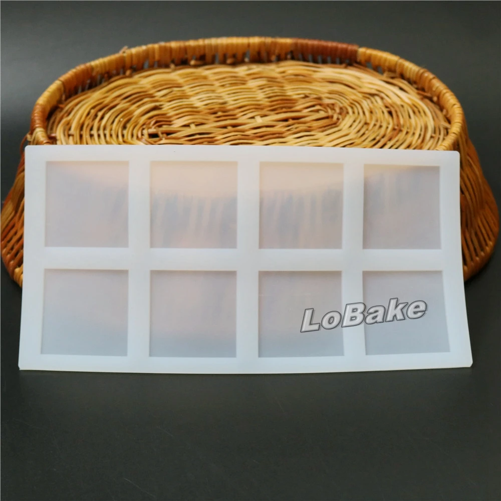 

High quality 8 cavities thin square cube shape soft silicone chocolate mold candy cake fondant sugar craft moulding